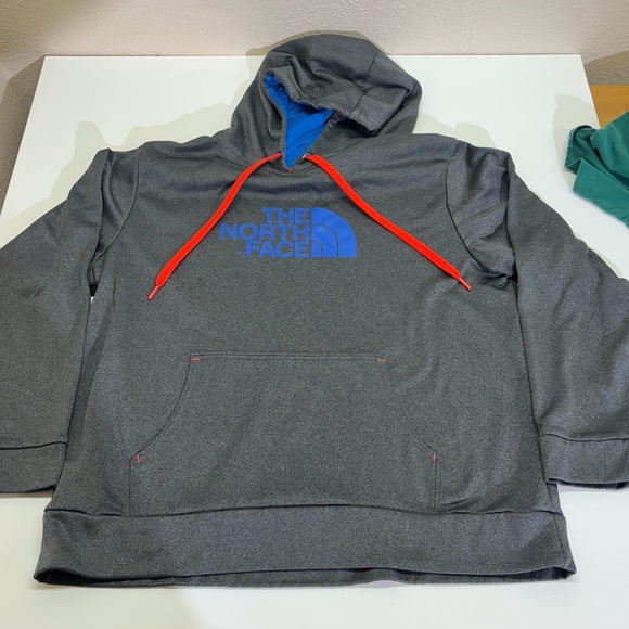 The North Face Surgent Tech Fleece Hoodie Men's XL Gray Blue Red - Picture 2 of 9